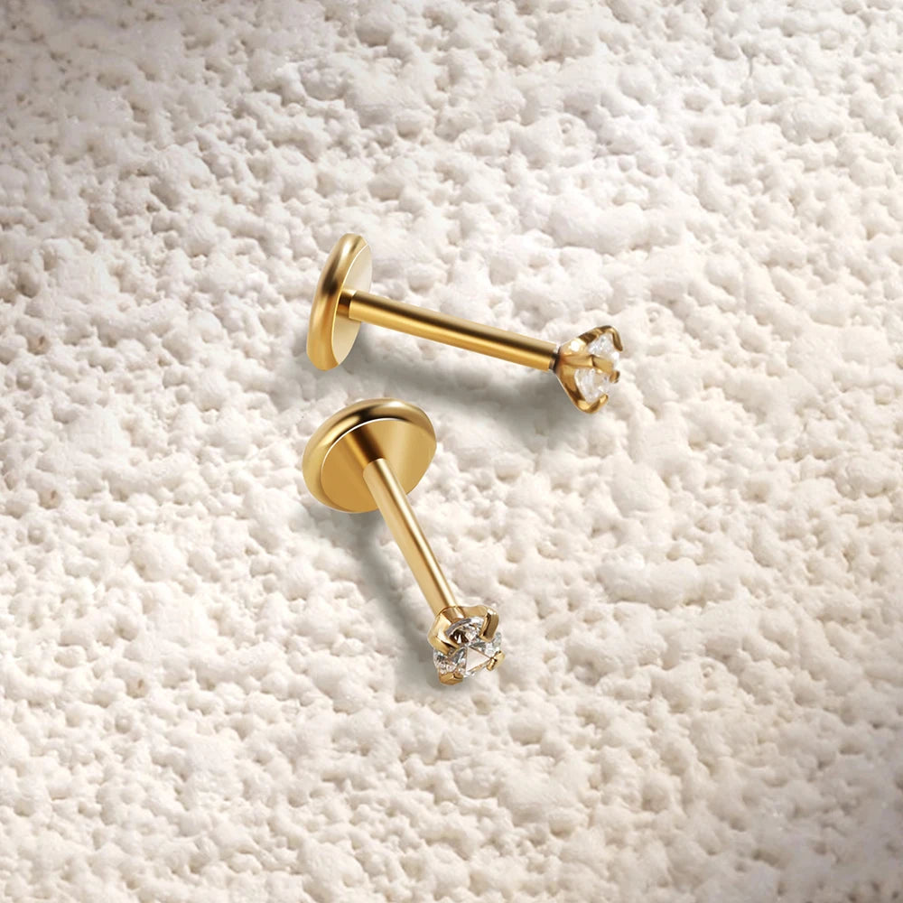 Brincos de Aço Inoxidável com Zircão 18K