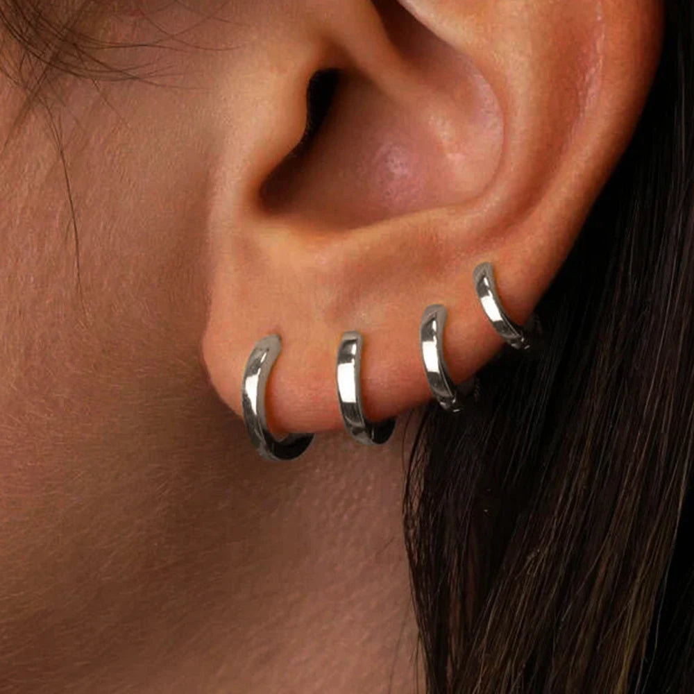 3-4 pares minimalista chique invisível huggie brincos de argola de cobre banhado a ouro para mulheres simples brilhante minúsculo empilhável joias de orelha