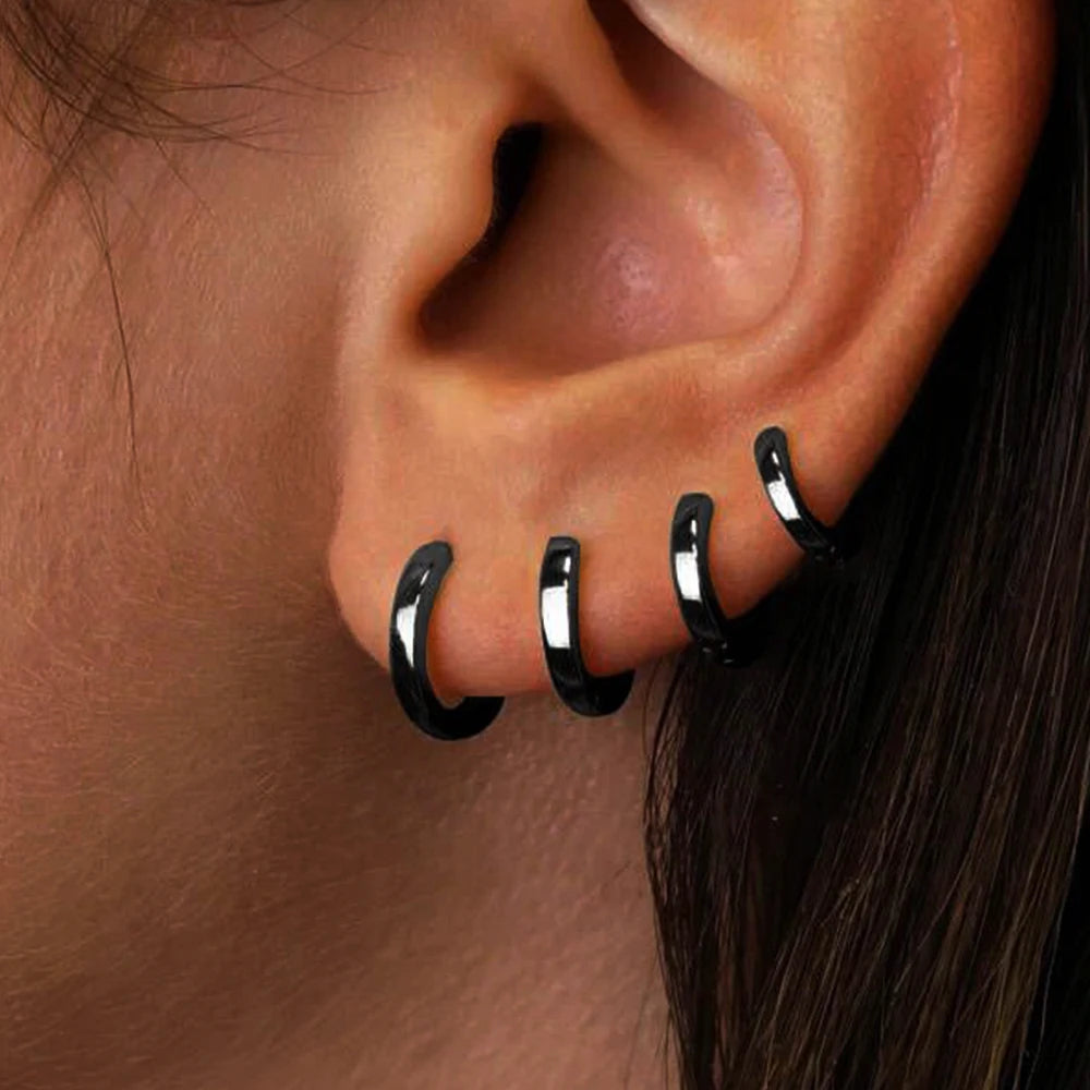 3-4 pares minimalista chique invisível huggie brincos de argola de cobre banhado a ouro para mulheres simples brilhante minúsculo empilhável joias de orelha