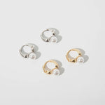 ANENJERY Brincos de argola de pérola cor prata para mulheres, brincos redondos de ouro para casamento, joias para festa, atacado