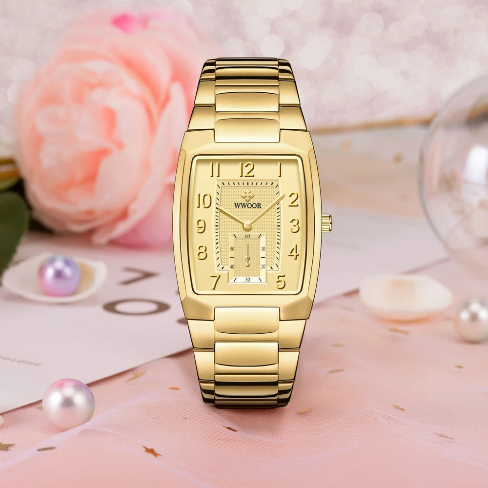Relógio Feminino Luxo Dourado Linda Top