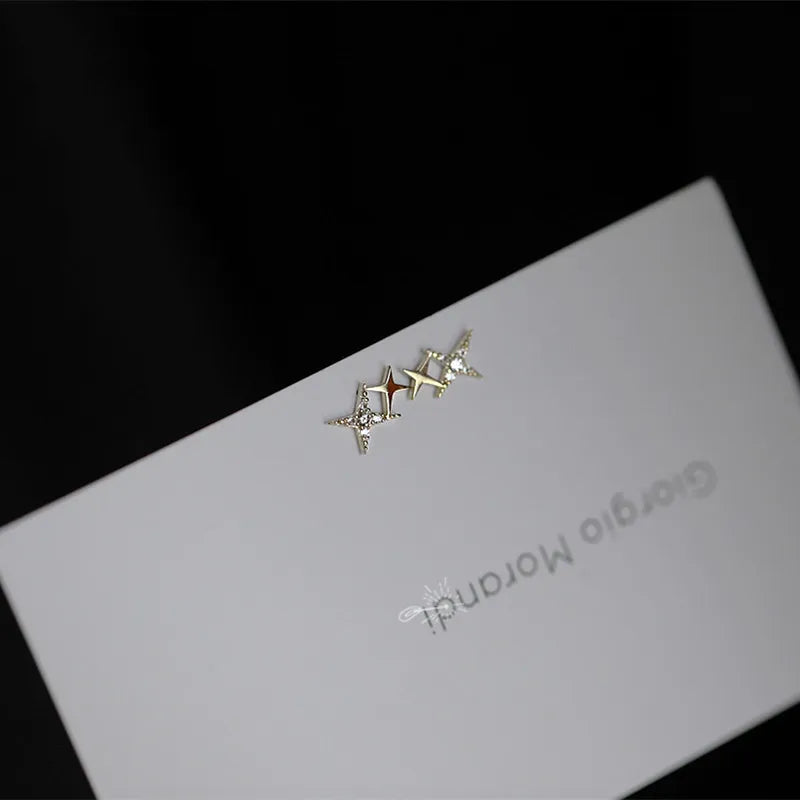 Brincos Estrela de Prata 925 com Cristais Incrustados