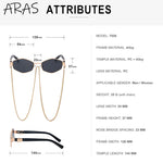 Óculos poligonais femininos, óculos de armação pequena, hexágono retrô da moda com corrente óculos exclusivos, designer da marca, 2023