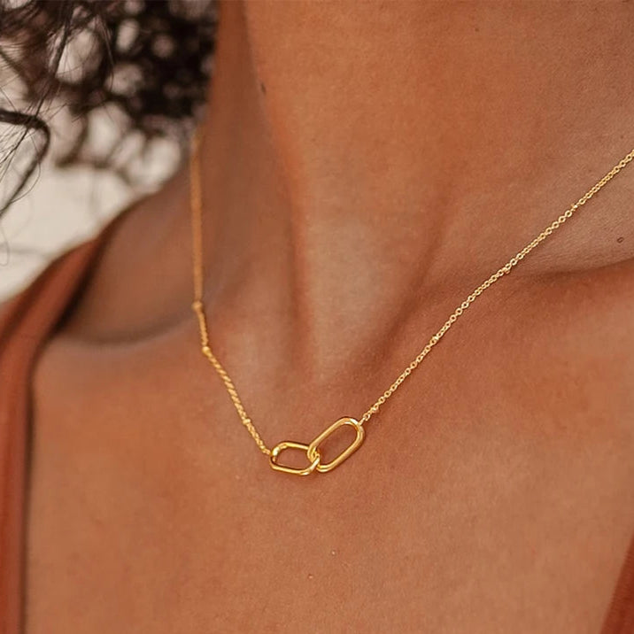 Colar Geométrico Infinito de Aço Inoxidável Linda Top