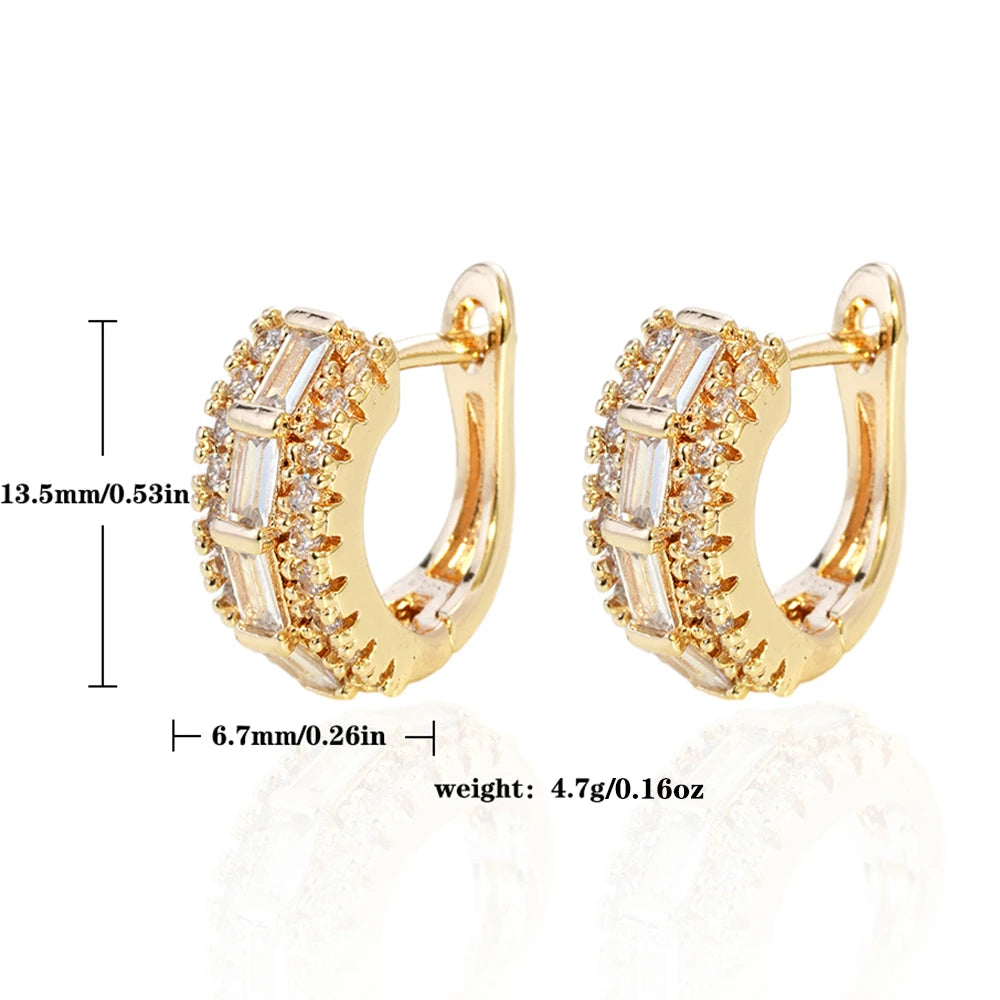 Brinco de Argola Luxuoso com Zircônias Brilhantes Folheado a Ouro 18K