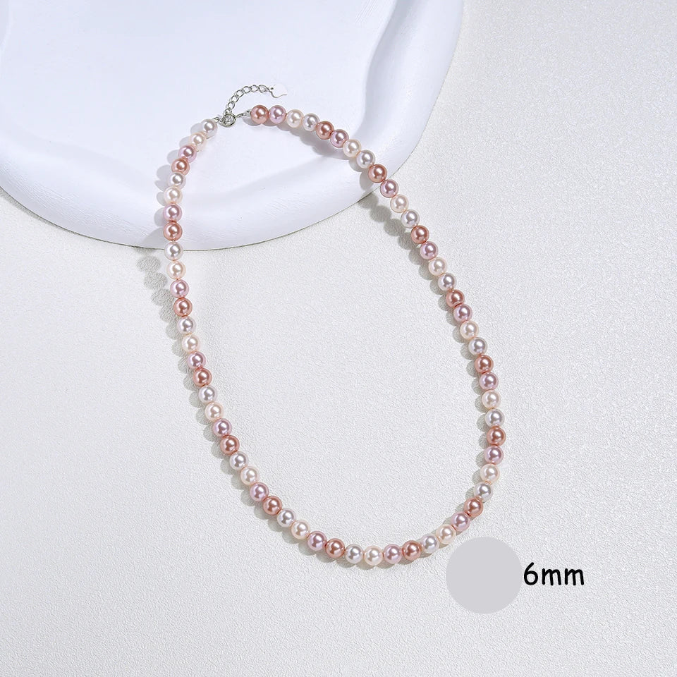 925 prata esterlina 6mm colar de pérolas para mulheres jóias no pescoço pérola grânulo gargantilha itens baratos com presente de festa