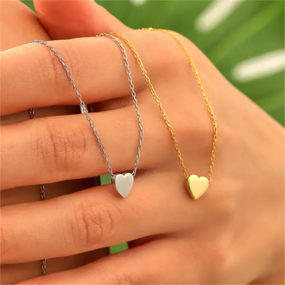 Mariasz minimalista cor de ouro aço inoxidável coração delicado clássico zircão charme anti manchar corrente colar para jóias femininas