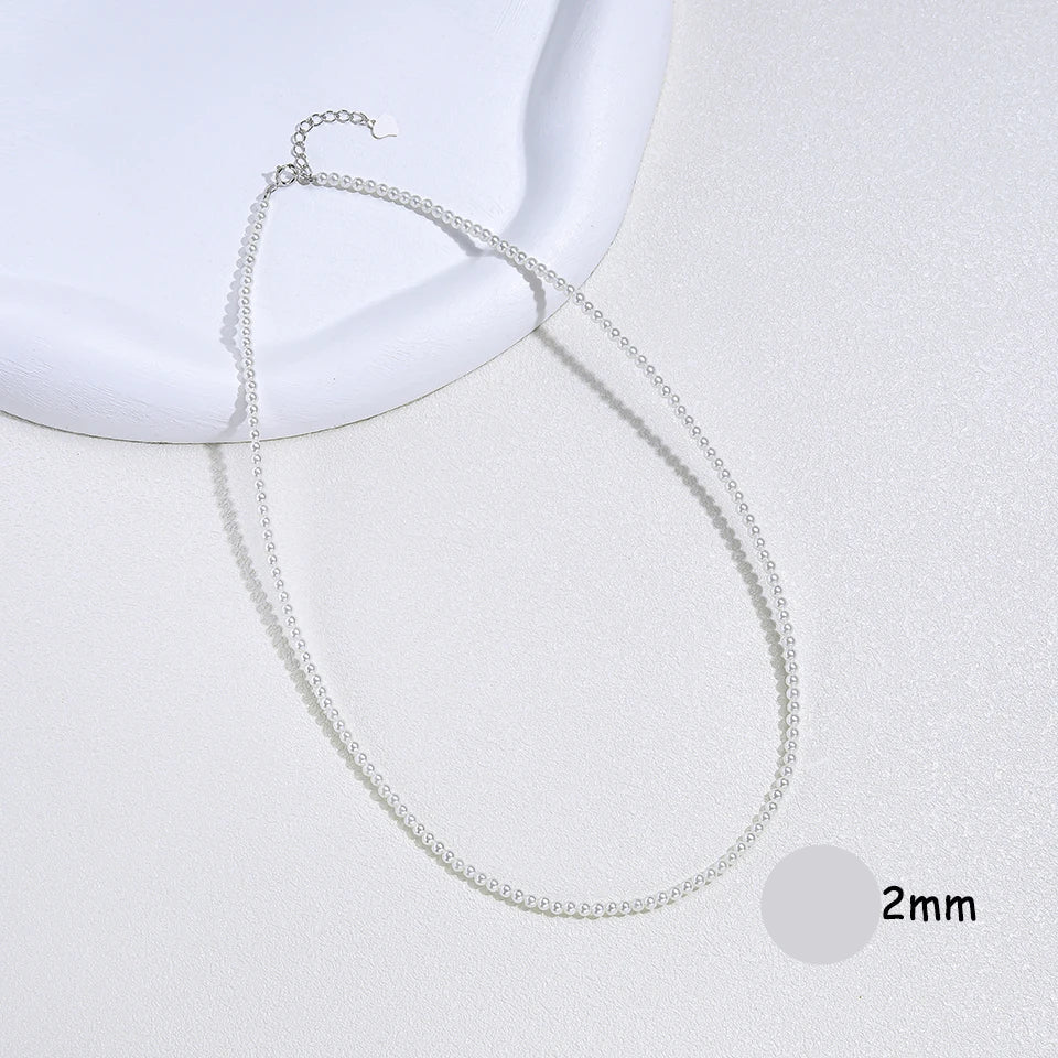 925 prata esterlina 6mm colar de pérolas para mulheres jóias no pescoço pérola grânulo gargantilha itens baratos com presente de festa