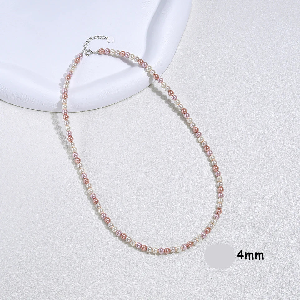 925 prata esterlina 6mm colar de pérolas para mulheres jóias no pescoço pérola grânulo gargantilha itens baratos com presente de festa