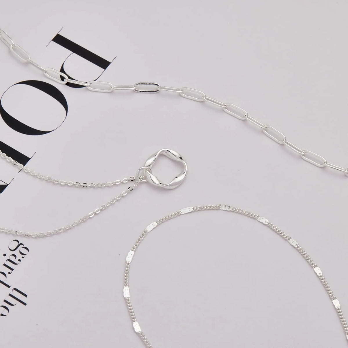 Colares de ouro em camadas para mulheres empilháveis14k ouro prata banhado círculo clipe de papel corrente pingente gargantilha colar conjunto para mulher