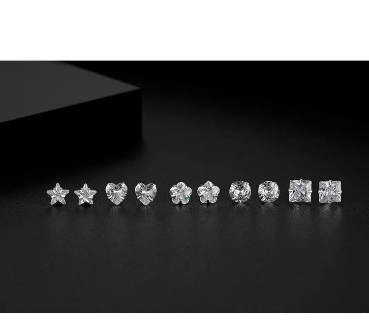 2024 moda 925 prata esterlina estrela coração brincos de cristal zircão para brinco feminino festa de casamento jóias acessórios