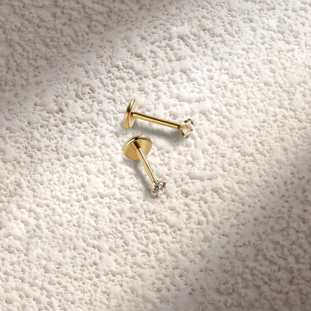 Brincos de Aço Inoxidável com Zircão 18K