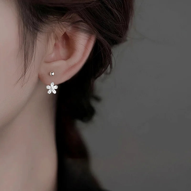 Brincos Florais de Prata Esterlina 925 Luxo Minimalista