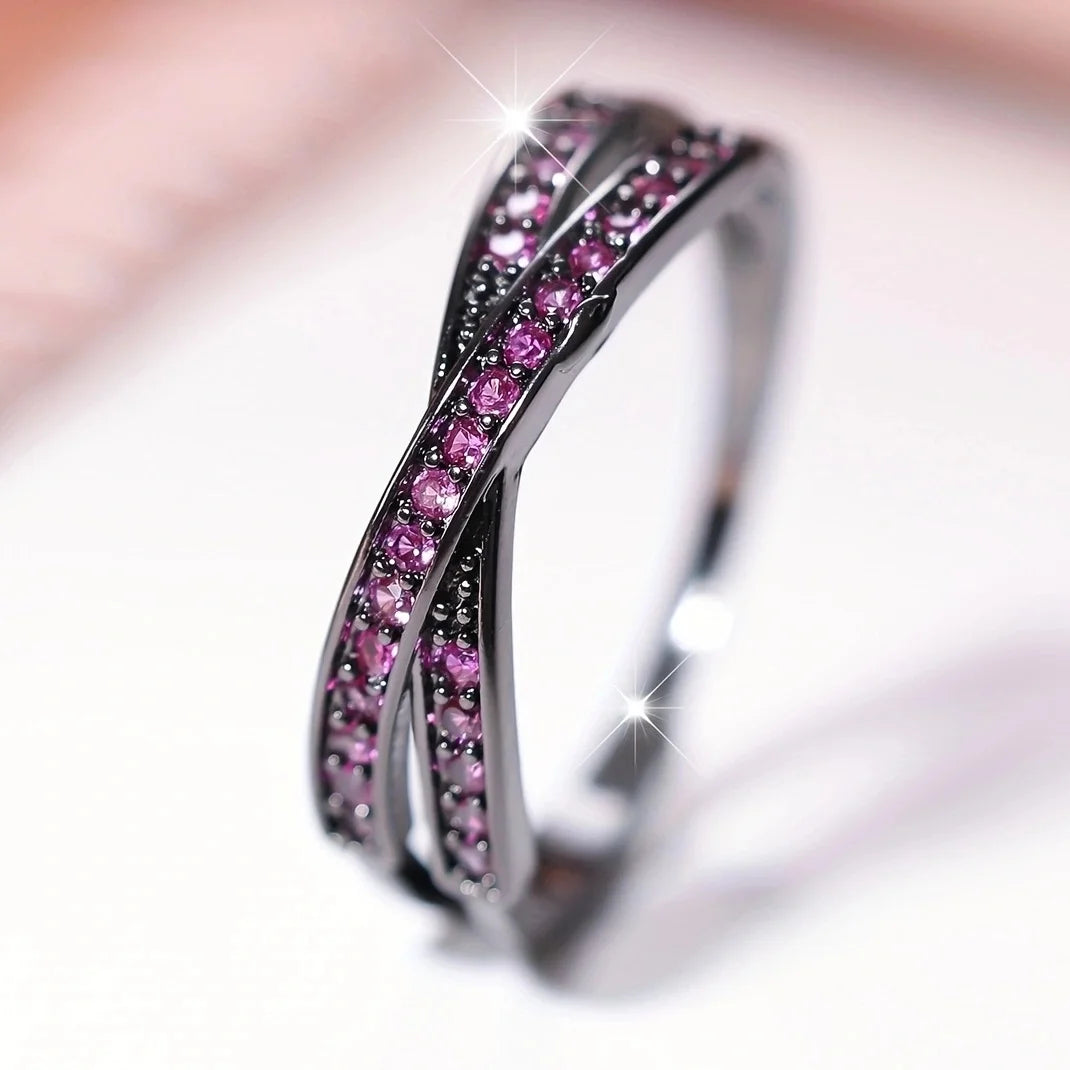 Anel Elegância Cruzada com Zircão para Mulheres