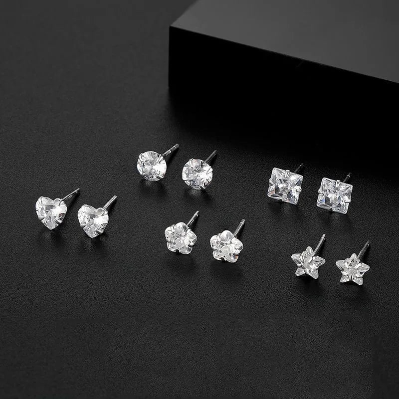 2024 moda 925 prata esterlina estrela coração brincos de cristal zircão para brinco feminino festa de casamento jóias acessórios