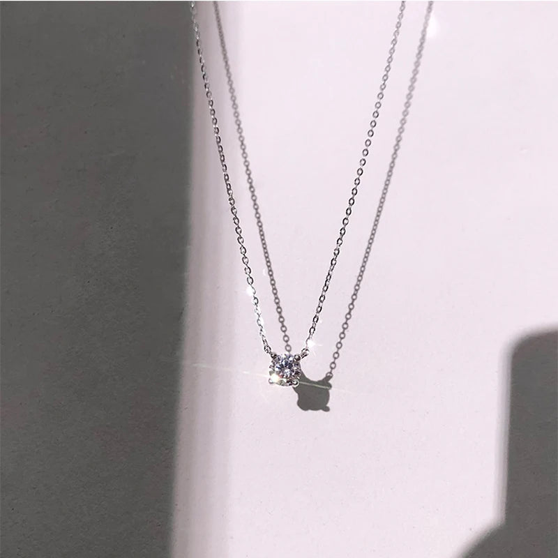 Quente 925 prata esterlina 14k banhado a ouro colar versátil espumante zircão gargantilha clavícula corrente para mulheres jóias de casamento