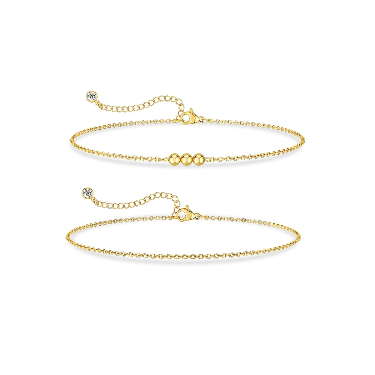 Mini pulseira clássica de 2 camadas, corrente fina, nova moda 2024, aço inoxidável, cor dourada, joias da moda, presente de festa, atacado