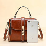 Bolsa de Couro Genuíno Linda Top com Zíper Duplo