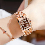 Relógio Feminino Retangular Luxo com Diamantes