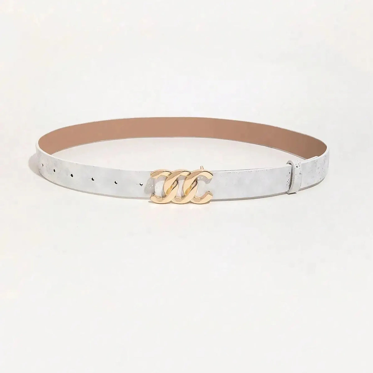 Cinto de Couro Preto com Fivela Tripla Elegante