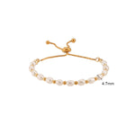 Ebbelle contas de cor dourada pérolas de água doce misturadas ajustáveis pulseira de corrente de aço inoxidável pulseiras para mulheres joias elegantes