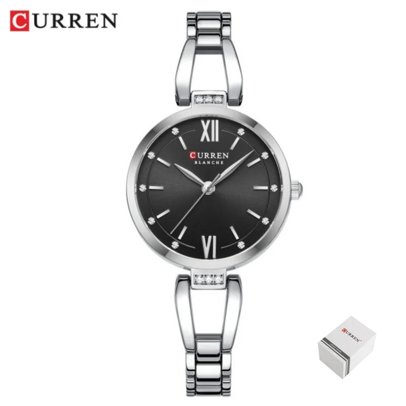 Relógio Feminino Elegante de Aço Inoxidável CURREN