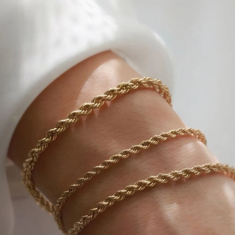 Manco corda torcida chian pulseira para mulher hip hop punk 4mm cor de ouro aço inoxidável colar moda jóias