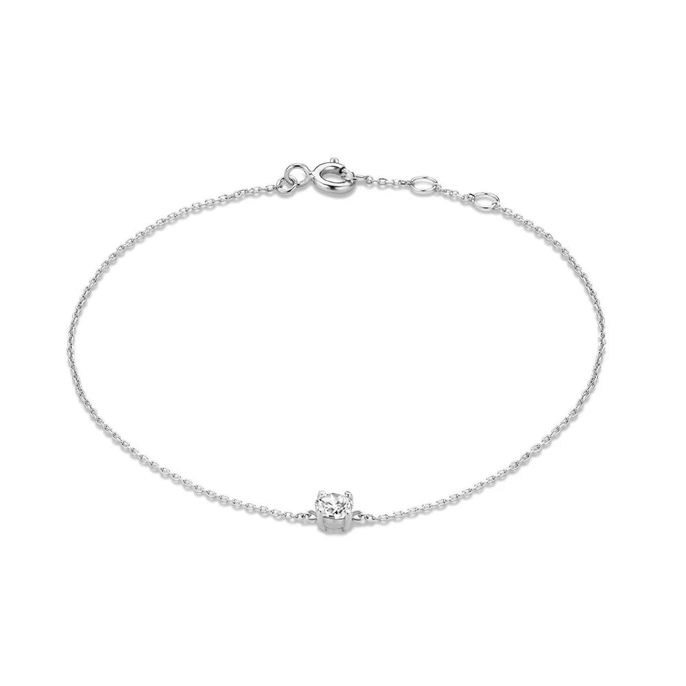 Aide 925 prata esterlina único redondo branco zircão corrente pulseiras para mulher 18k banhado a ouro simples pulseira temperamento jóias
