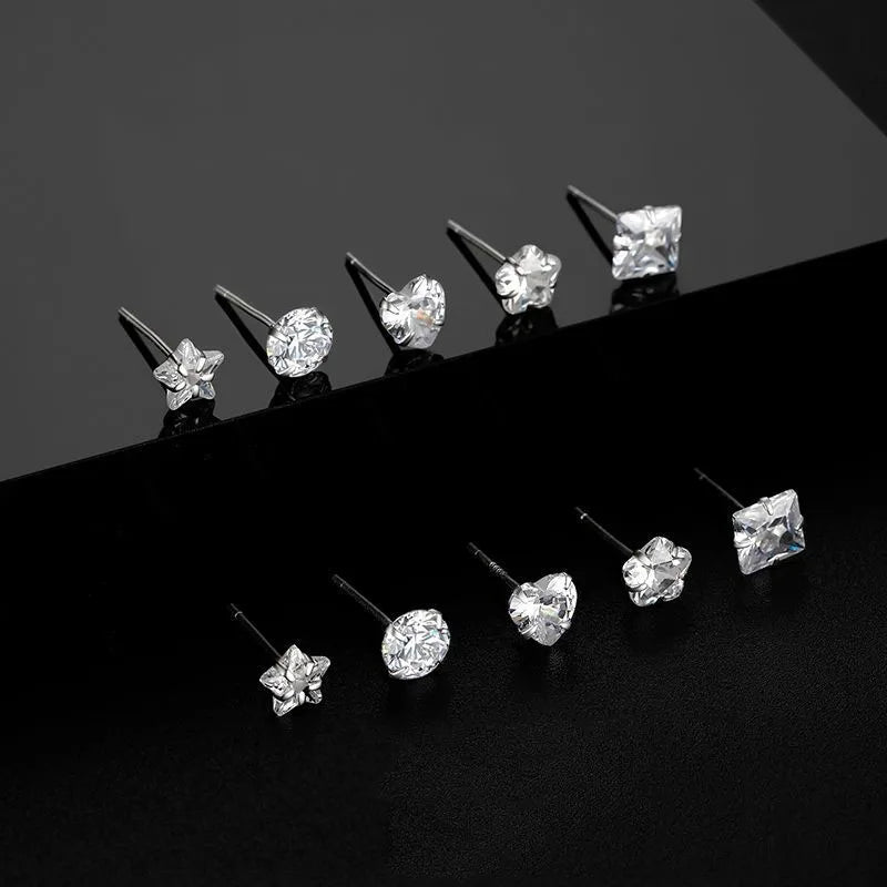 2024 moda 925 prata esterlina estrela coração brincos de cristal zircão para brinco feminino festa de casamento jóias acessórios