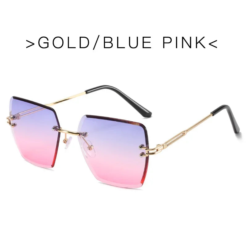 Óculos de Sol Feminino Sem Aro Luxo Vintage 2024