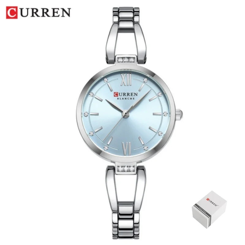Relógio Feminino Elegante de Aço Inoxidável CURREN