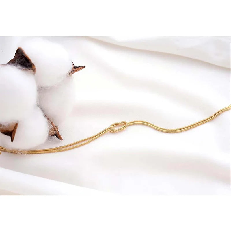 Pulseiras de nó de amor para mulheres 14K banhadas a ouro delicada corrente de cobra pulseira infinita ajustável joias de aço inoxidável presentes