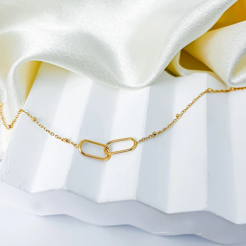 Colar Geométrico Infinito de Aço Inoxidável Linda Top