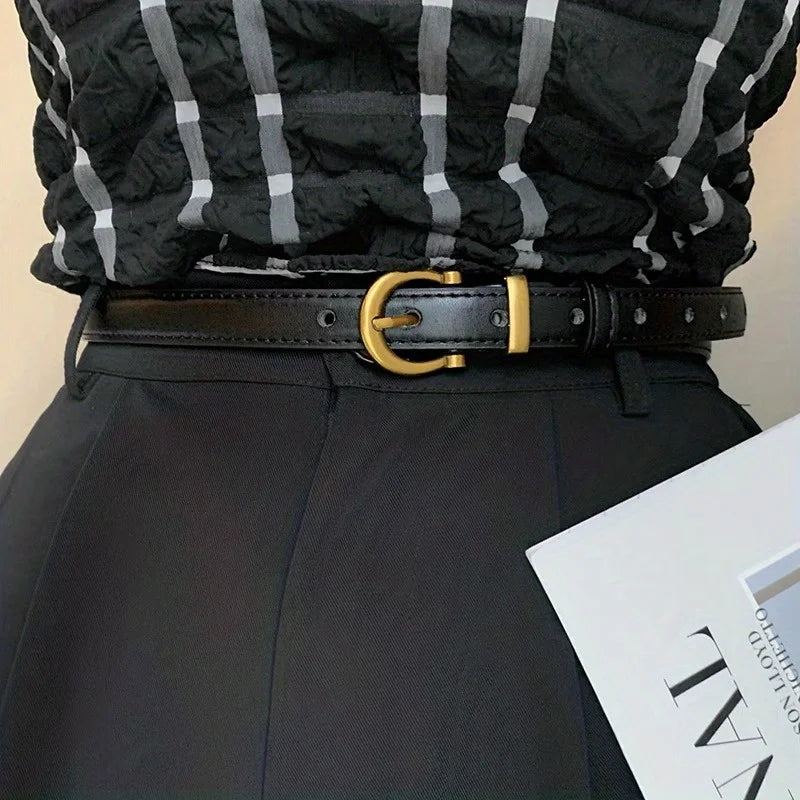 Cinto retrô de borda cortada para senhoras, simples e elegante, estilo fino, cinto jeans feminino para adolescentes