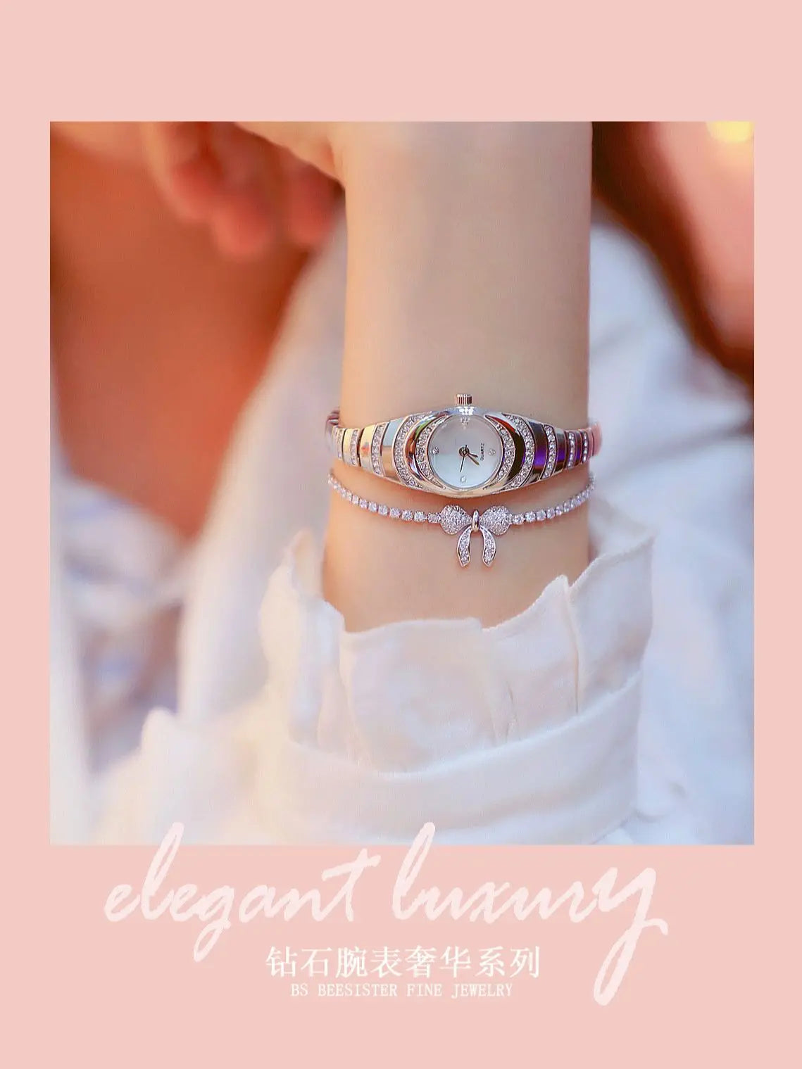 Relógio Feminino Luxo Cristal Quartzo