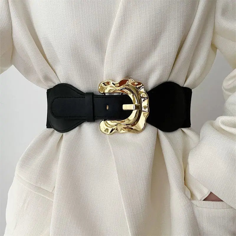 Cinto de cintura elástica para as mulheres, terno decoração do vestido, design versátil, elegante capa de cintura popular para as mulheres, novo, 2024