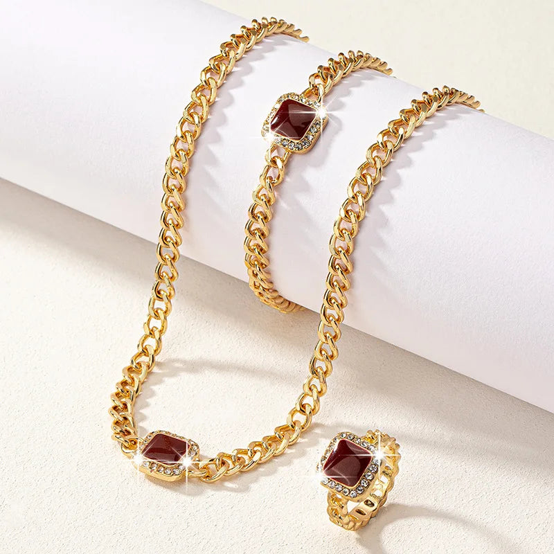 Conjunto Elegante de Joias Geométricas Linda Top