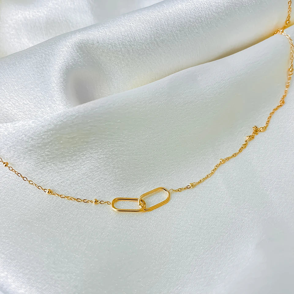 Colar Geométrico Infinito de Aço Inoxidável Linda Top