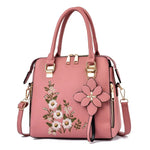Bolsa feminina com detalhe floral, bolsa com zíper na moda para trabalho, bolsa tiracolo casual, bolsa floral para decoração
