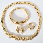 ZeaDear 4 Pçs/set Jóias Design S Forma Colar Colar Pulseira Brinco Anéis de Alta Qualidade 18 K Banhado A Ouro Jóias Para Mulheres