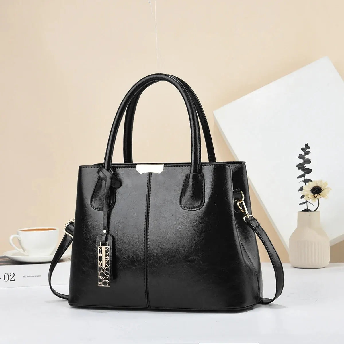 Bolsa crossbody de couro PU para mulheres, bolsas retrô de cor sólida elegantes para escritório e trabalho, na moda