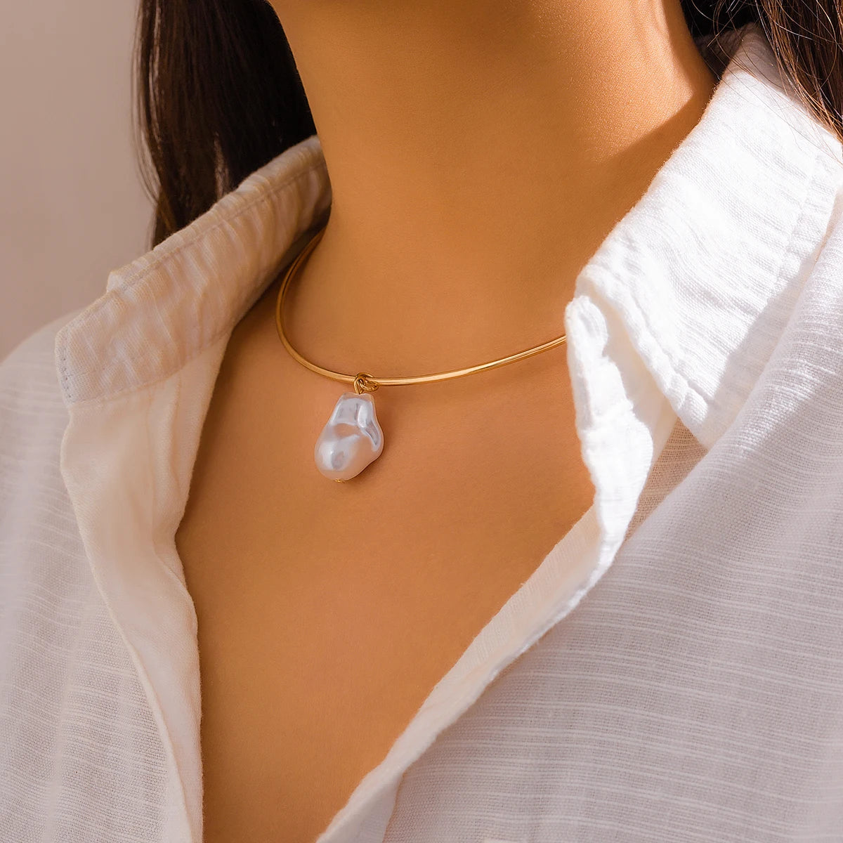 Gargantilha Linda Top com Pingente de Pérola Elegante