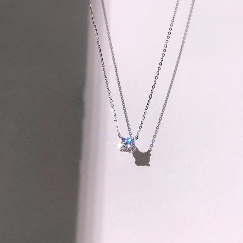 Quente 925 prata esterlina 14k banhado a ouro colar versátil espumante zircão gargantilha clavícula corrente para mulheres jóias de casamento