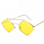 Óculos de sol vintage para mulheres, metal retrô, duplo feixe, óculos Wild Punk, óculos poligonais para o oceano, UV400, moda