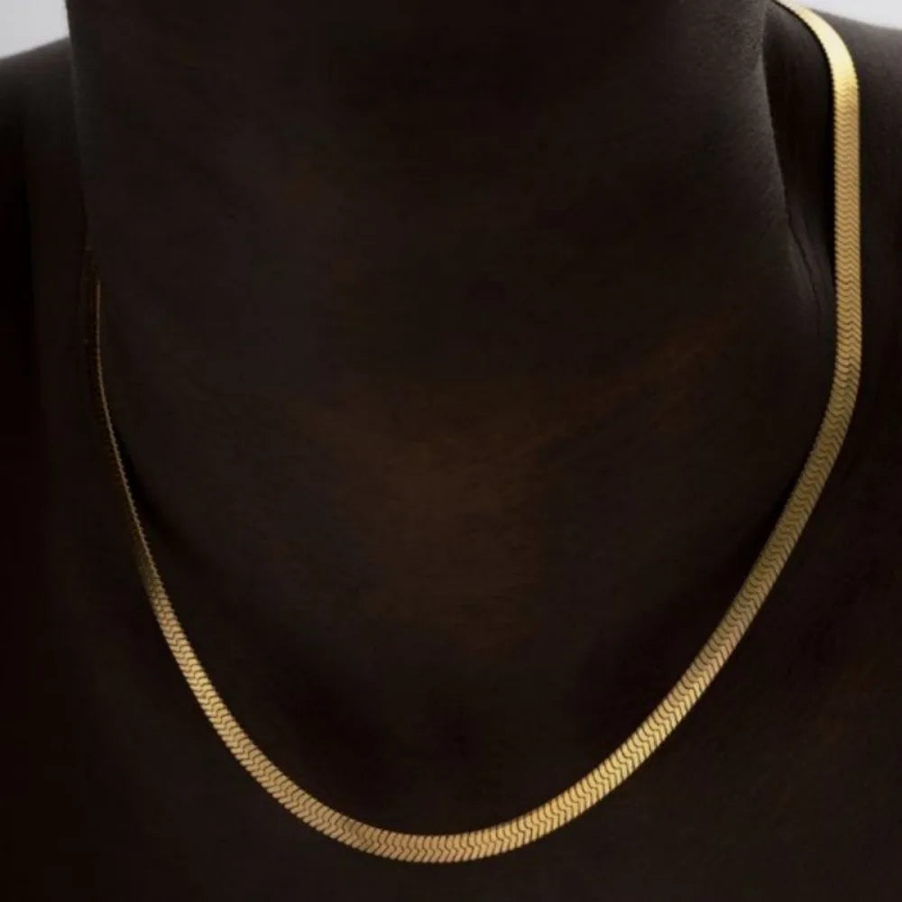 Colar Cobra de Aço Inoxidável Dourado Linda Top