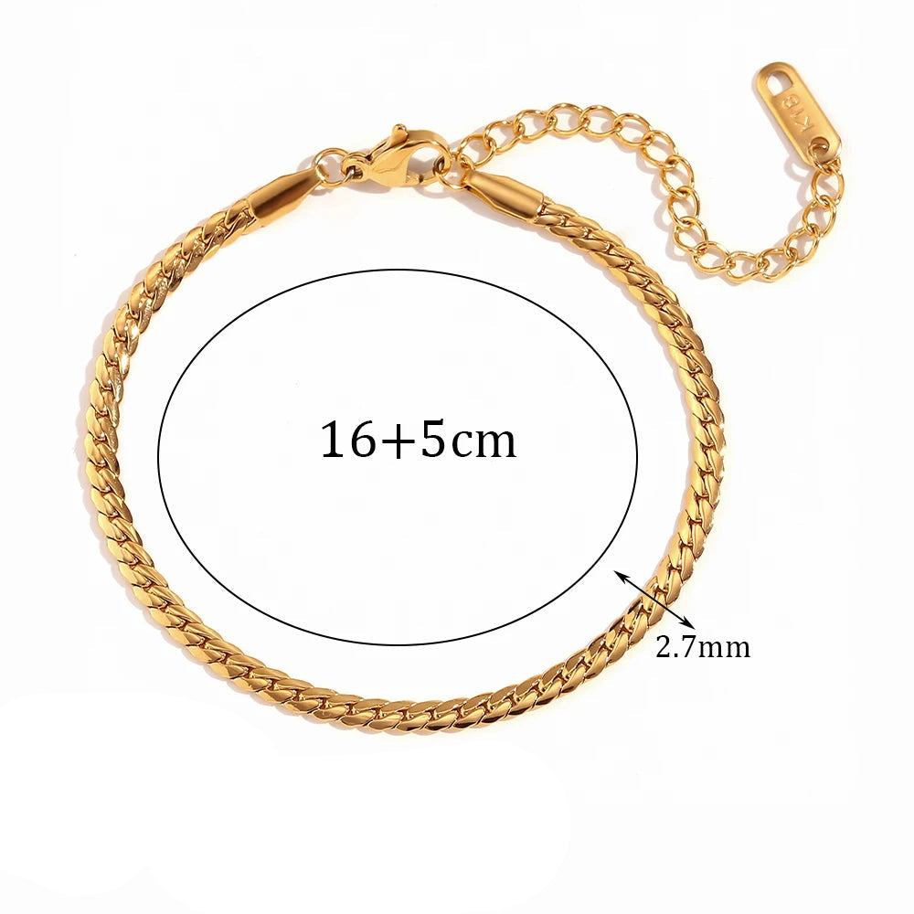 Novo em minimalista criptografado nk corrente 18k banhado a ouro pulseira high-end aço inoxidável à prova dwaterproof água jóias diárias mulher