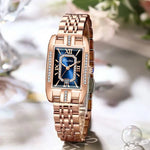Relógio Feminino Retangular Luxo com Diamantes