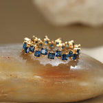 Anel Vintage de Zircônia Azul Real Linda Top