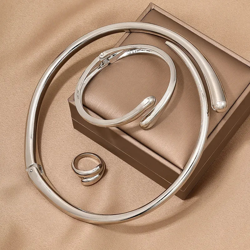 Conjunto Elegante de Joias Geométricas Linda Top