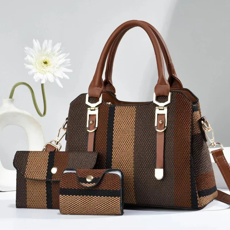 Conjunto Elegante de Bolsas Listradas Linda Top